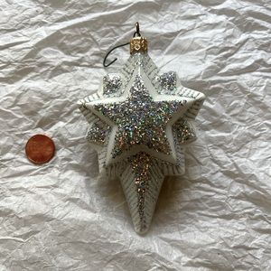 North Star silver glitter ornament